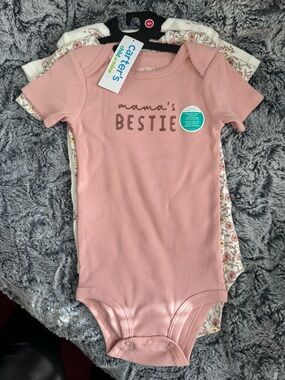 NWTS Carter's Baby Girls 'Mama's Bestie' Short-Sleeve Onesies 3 pk sz 18 months